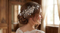 Bridal hair comb. Crystals, Pearls, Hearts, Swarovski crystal beads. Wedding headpiece. 9.5 Inch wide