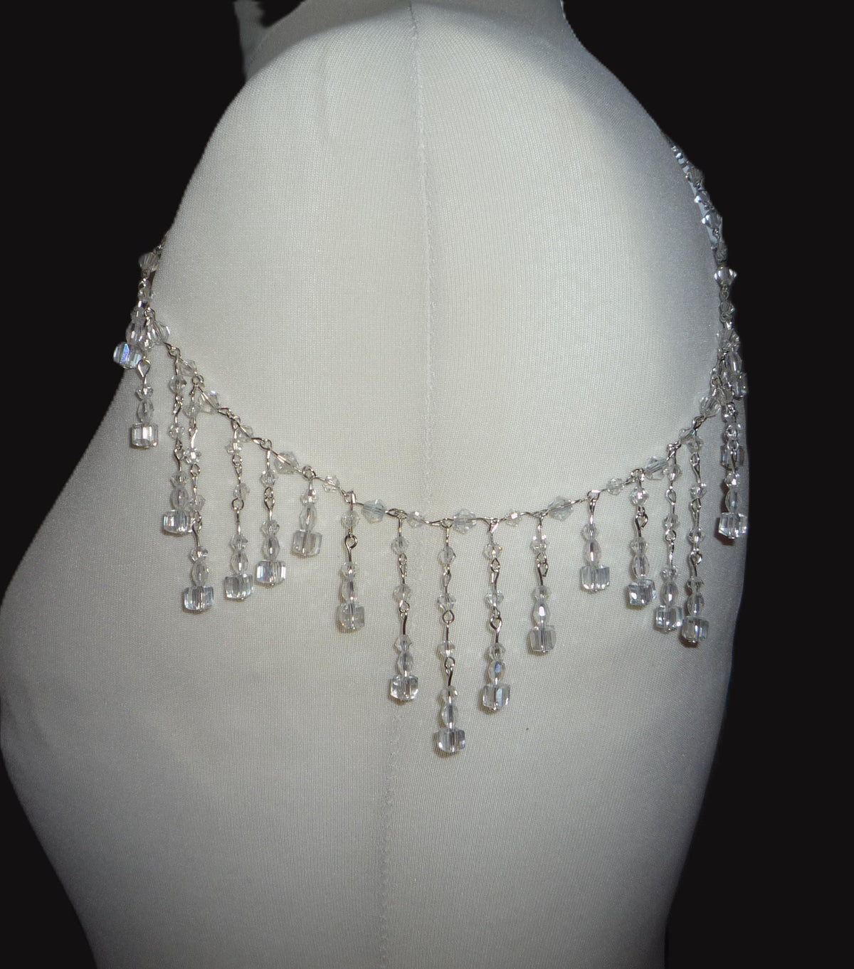Shoulder Chains Crystal drop cube Epaulettes: Handmade Silver Body Jewellery 1 pair
