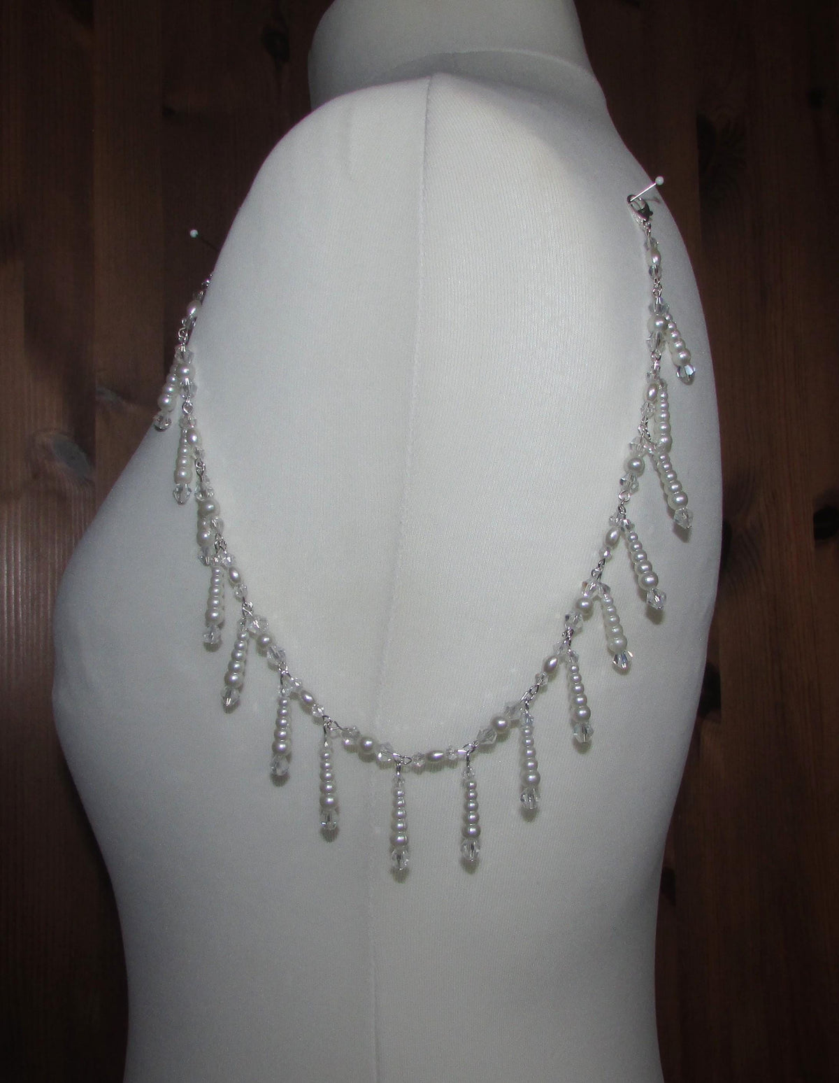 AB Crystal and pearl drop arm Chains Handmade Silver Wedding Body Jewellery  sold as 1 pair. Choose 1 or 2 row options