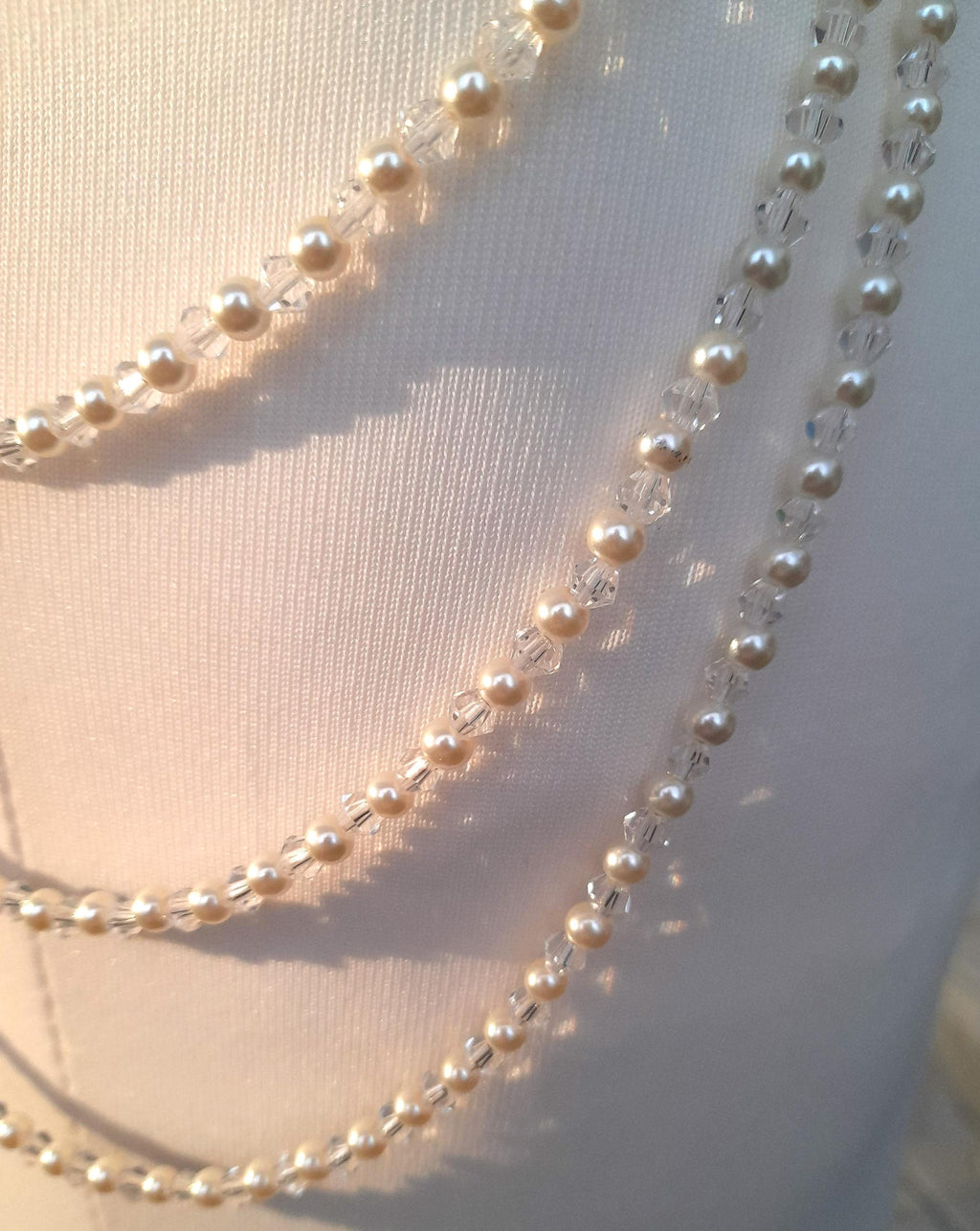 Crystal and Pearl Shoulder Arm Chain Epaulettes: 3 rows bridal chains sold as 1 pair colour options.