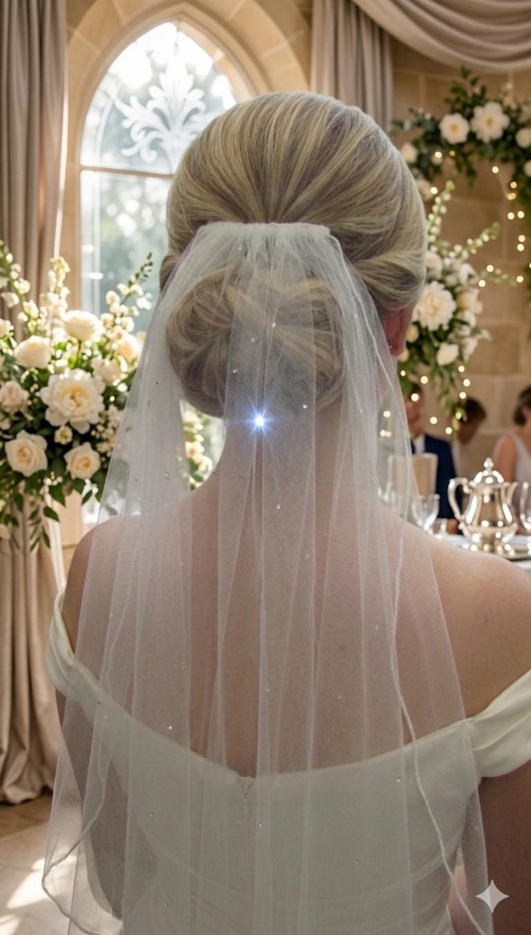 Ivory Wedding veil Diamante Rhinstones. Fingertip 1 tier veil 42 inch. Pencil edged. Pale Ivory option.