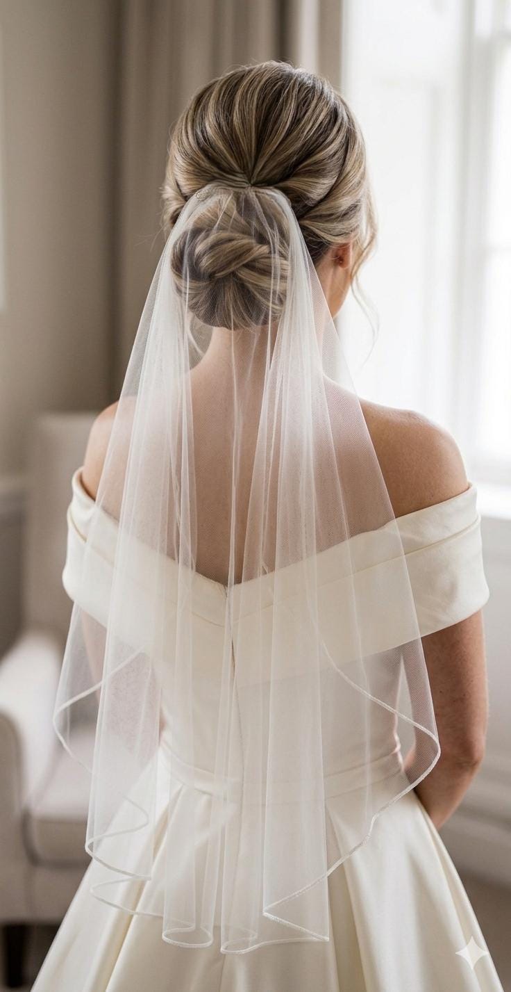 Ivory Wedding veil. Fingertip 1 tier veil 42 inch. Plain Pencil edged. Ivory or Pale Ivory option.