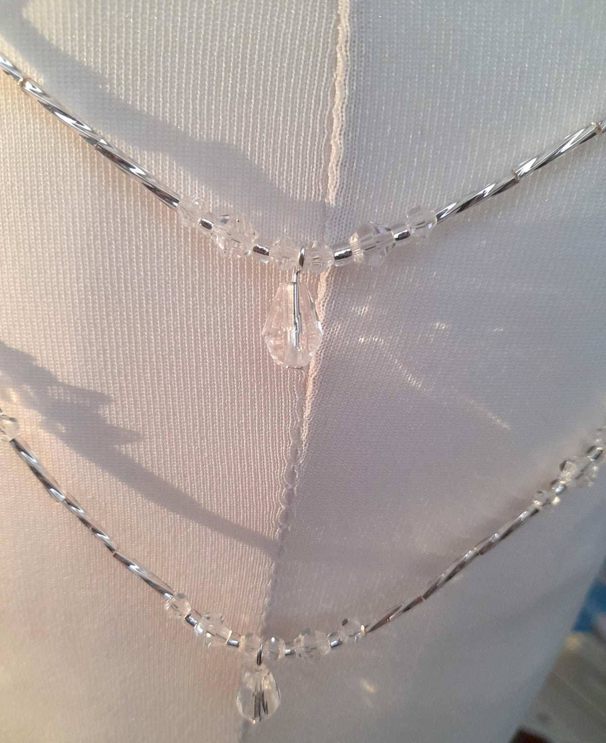 Crystal Teardrop Shoulder Chain Epaulettes | Handmade Bridal Arm Chains | Silver Wedding Dress Jewellery