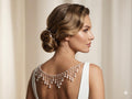 Pearl Back Necklace Rose Pearls Tassels, Brides Wedding draped necklace Body Chain