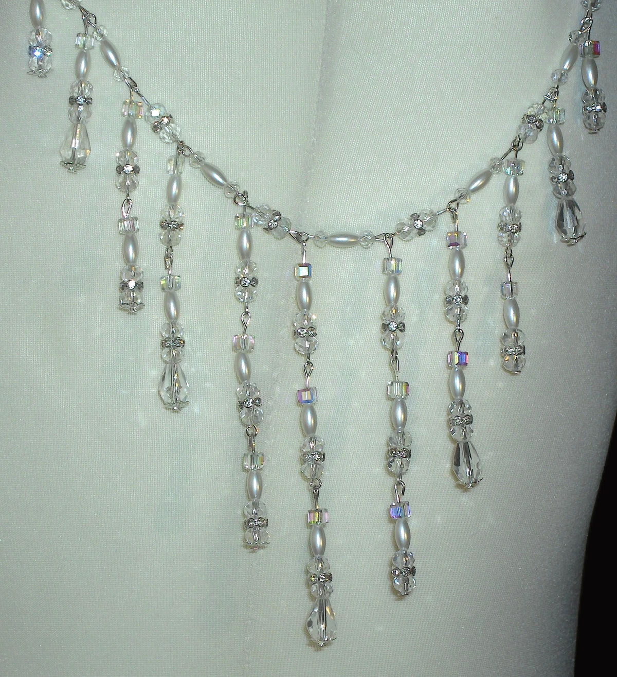 Shoulder Chains Epaulettes Crystal Pearl Teardrops : Handmade Silver Body Jewellery 1 pair