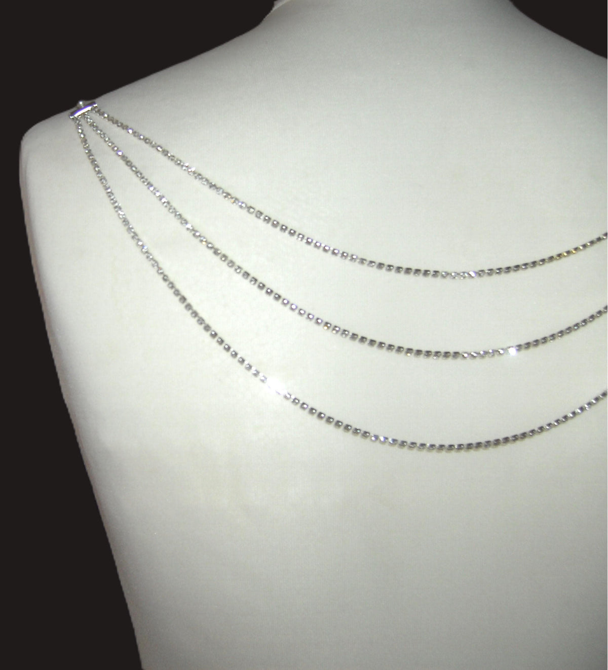 Diamante Rhinestone Back Chain necklace 3 rows 14, 16, 18" Body jewellery
