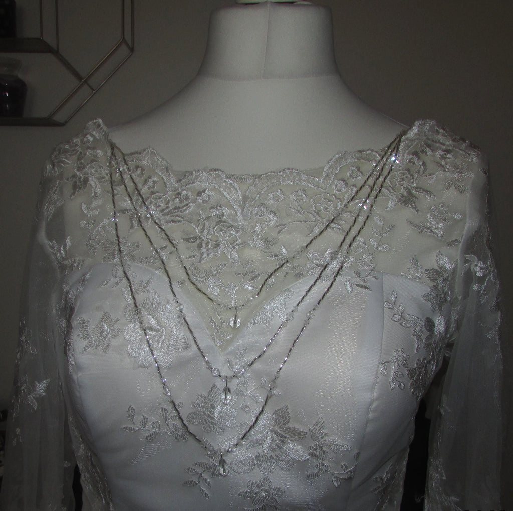 Crystal Teardrop Draped Back Necklace | Handmade Silver Bridal Body Chain | Wedding Dress Jewellery