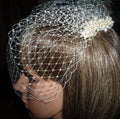 Birdcage veil wedding veil Diamante and Ivory Pearl comb.