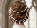 Crystal pearl diamante teardrop wedding hair chain accessory comb. Choose 2 rows. Bridal headpiece.
