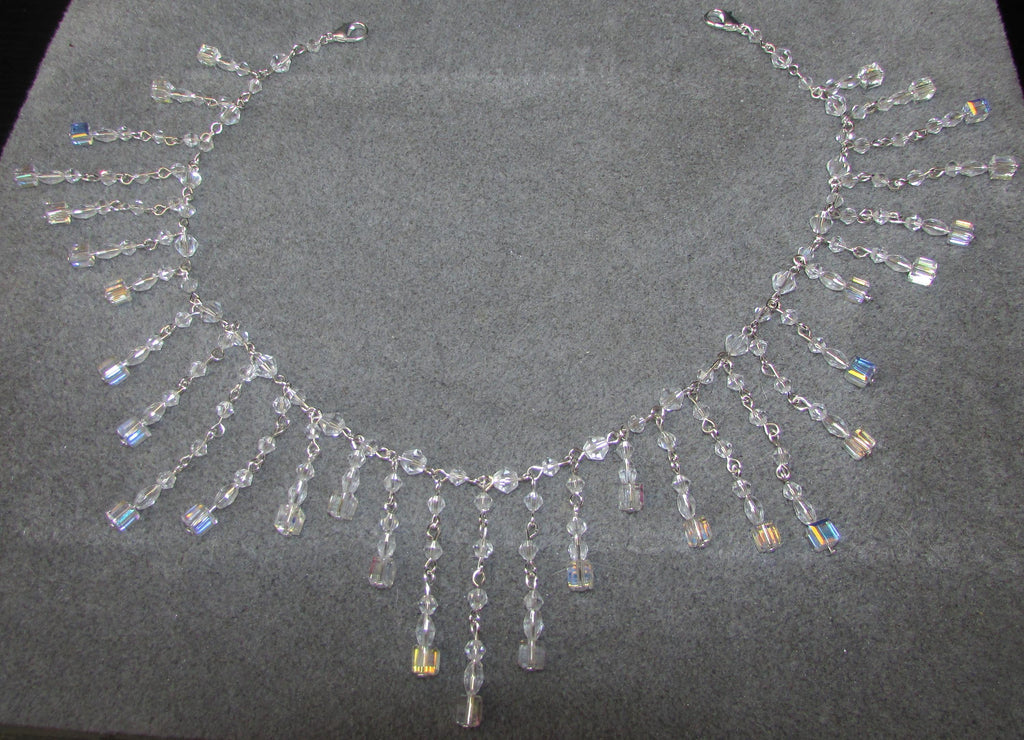 Crystal Back Necklace AB Cube Tassels, Brides Wedding draped necklace Body back Chain jewelery