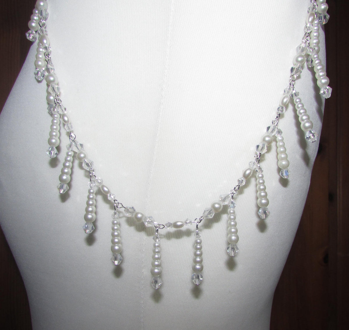 AB Crystal and pearl drop arm Chains Handmade Silver Wedding Body Jewellery  sold as 1 pair. Choose 1 or 2 row options