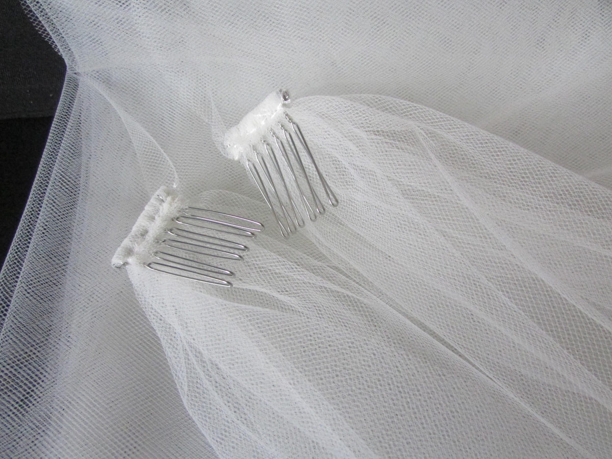 Ivory Wedding veil. Draped style. Fingertip 1 tier veil 42 inch. Cut edged. Ivory or pale Ivory option.