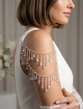 Shoulder arm Chains Crystal drop cube Epaulettes: 2 rows Handmade Silver Body Jewellery 1 pair