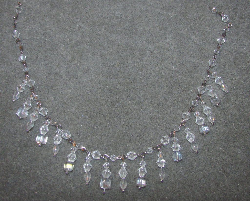 Shoulder Arm Chains Crystal drop Epaulettes AB Crystal cubes. Choose 1 or 2 rows. Silver Body Jewellery pair