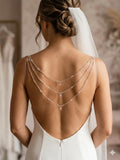 Crystal Teardrop Draped Back Necklace | Handmade Silver Bridal Body Chain | Wedding Dress Jewellery