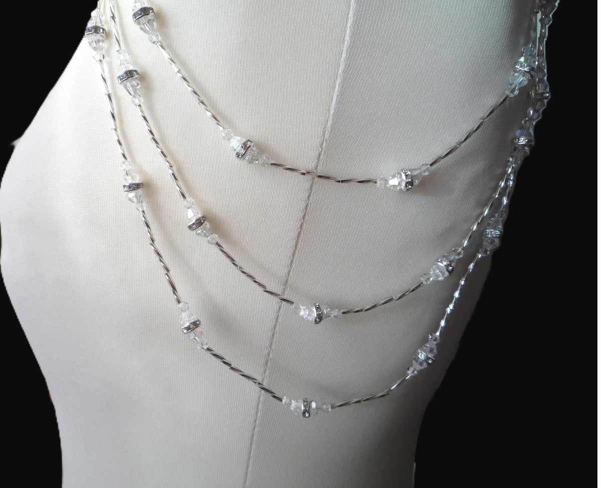 Crystal Rhinestone Silver Plated Shoulder Chain Epaulettes: Bridal Body Jewelry
