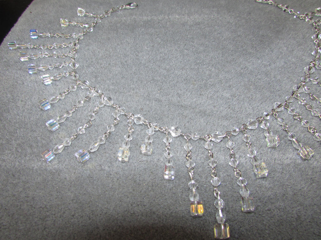 Crystal Back Necklace AB Cube Tassels, Brides Wedding draped necklace Body back Chain jewelery