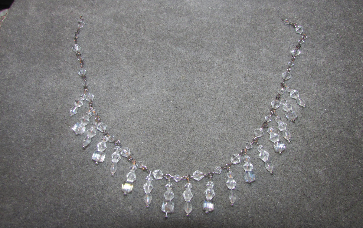 Shoulder Arm Chains Crystal drop Epaulettes AB Crystal cubes. Choose 1 or 2 rows. Silver Body Jewellery pair
