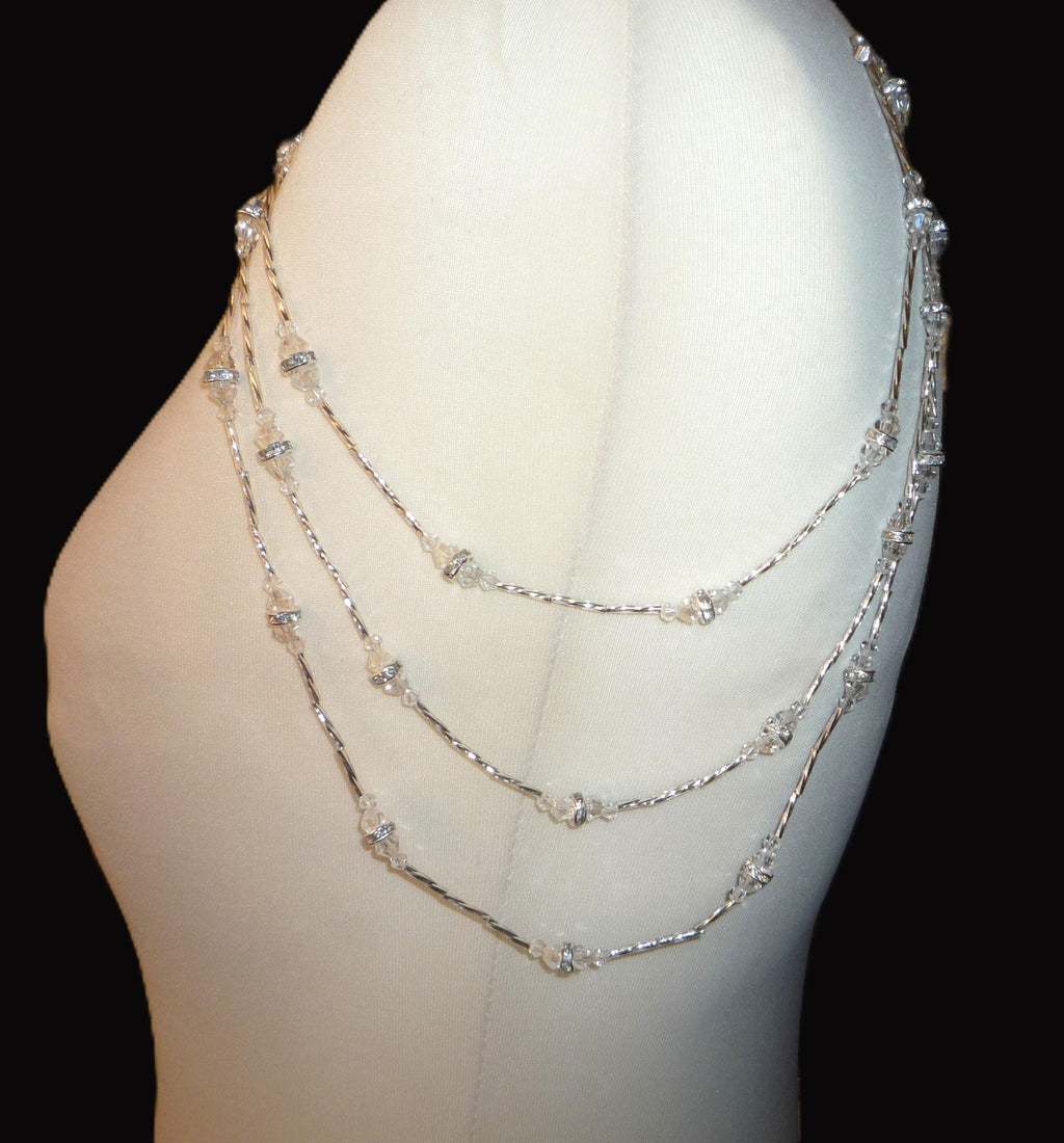 Crystal Rhinestone Silver Plated Shoulder Chain Epaulettes: Bridal Body Jewelry
