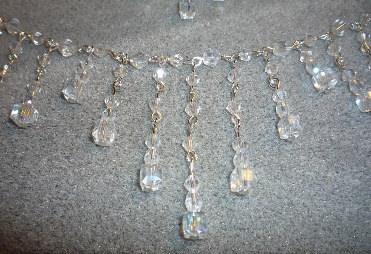 Shoulder arm Chains Crystal drop cube Epaulettes: 2 rows Handmade Silver Body Jewellery 1 pair