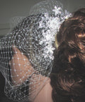 Birdcage veil wedding veil Ivory Diamante and Pearl comb.