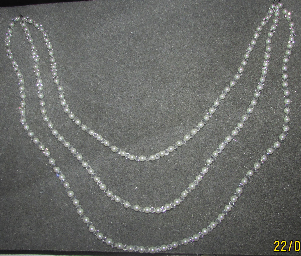 Crystal & Ivory Pearl Bridal Back Drape Chain: Wedding Dress Adornment  3 rows. colour options