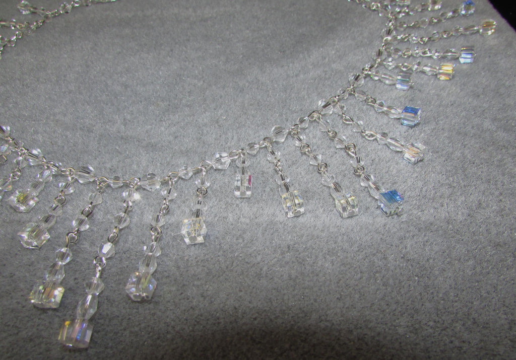 Crystal Back Necklace AB Cube Tassels, Brides Wedding draped necklace Body back Chain jewelery