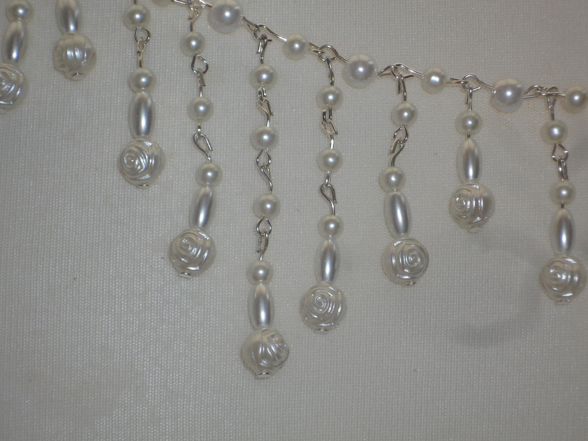 Pearl Back Necklace Rose Pearls Tassels, Brides Wedding draped necklace Body Chain