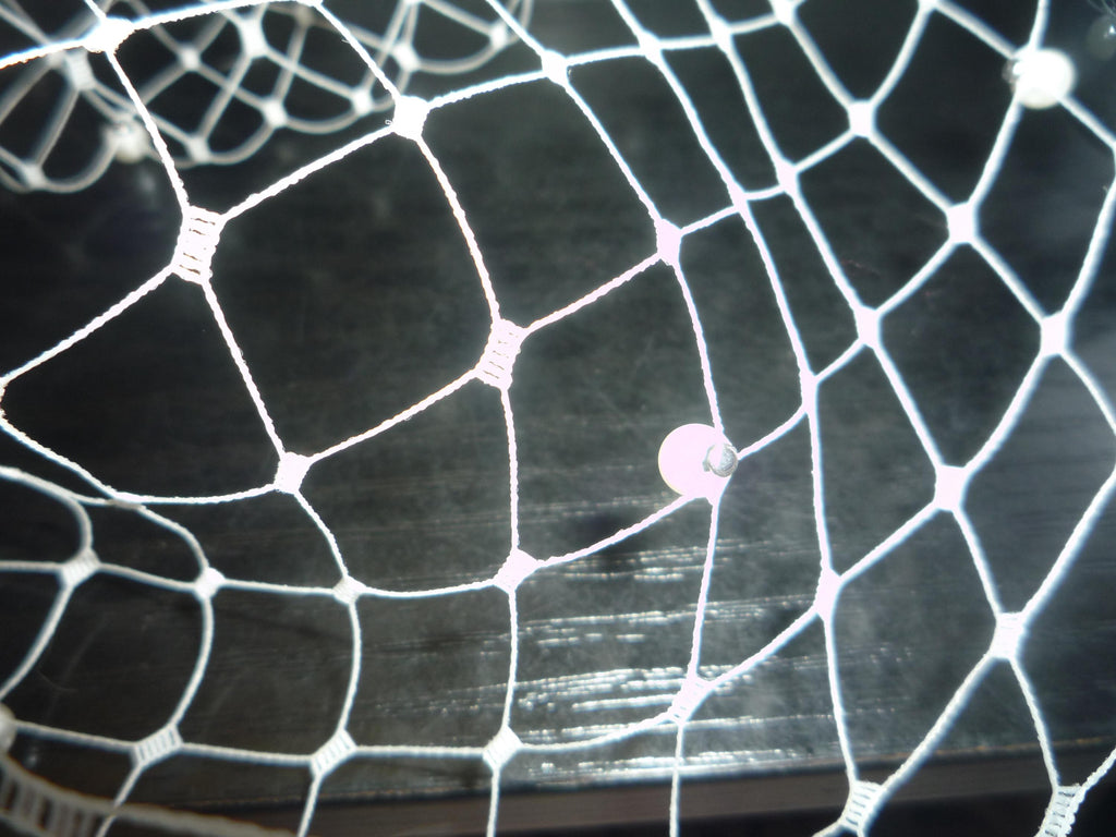 Ivory Birdcage veil 12" wedding veil with pearls.