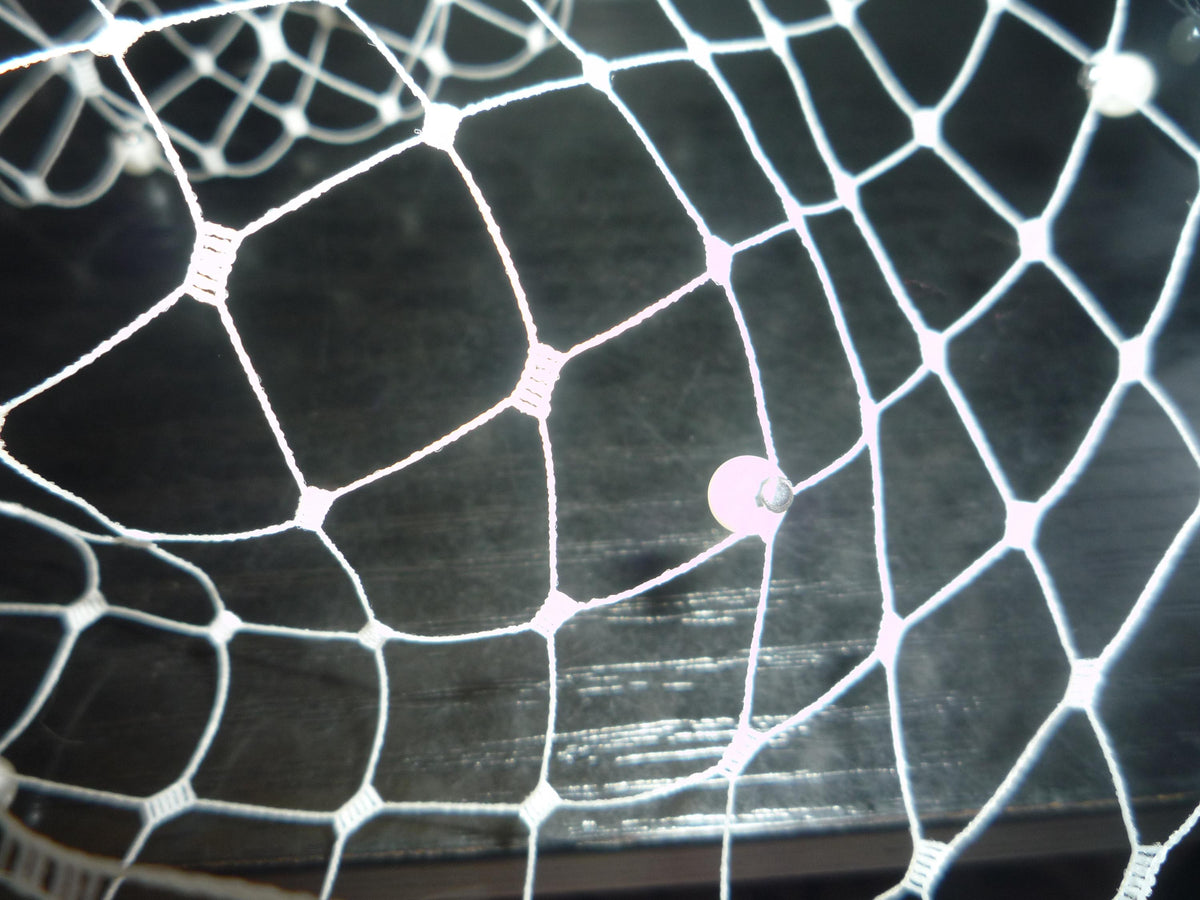 Ivory Birdcage veil 12" wedding veil with pearls.