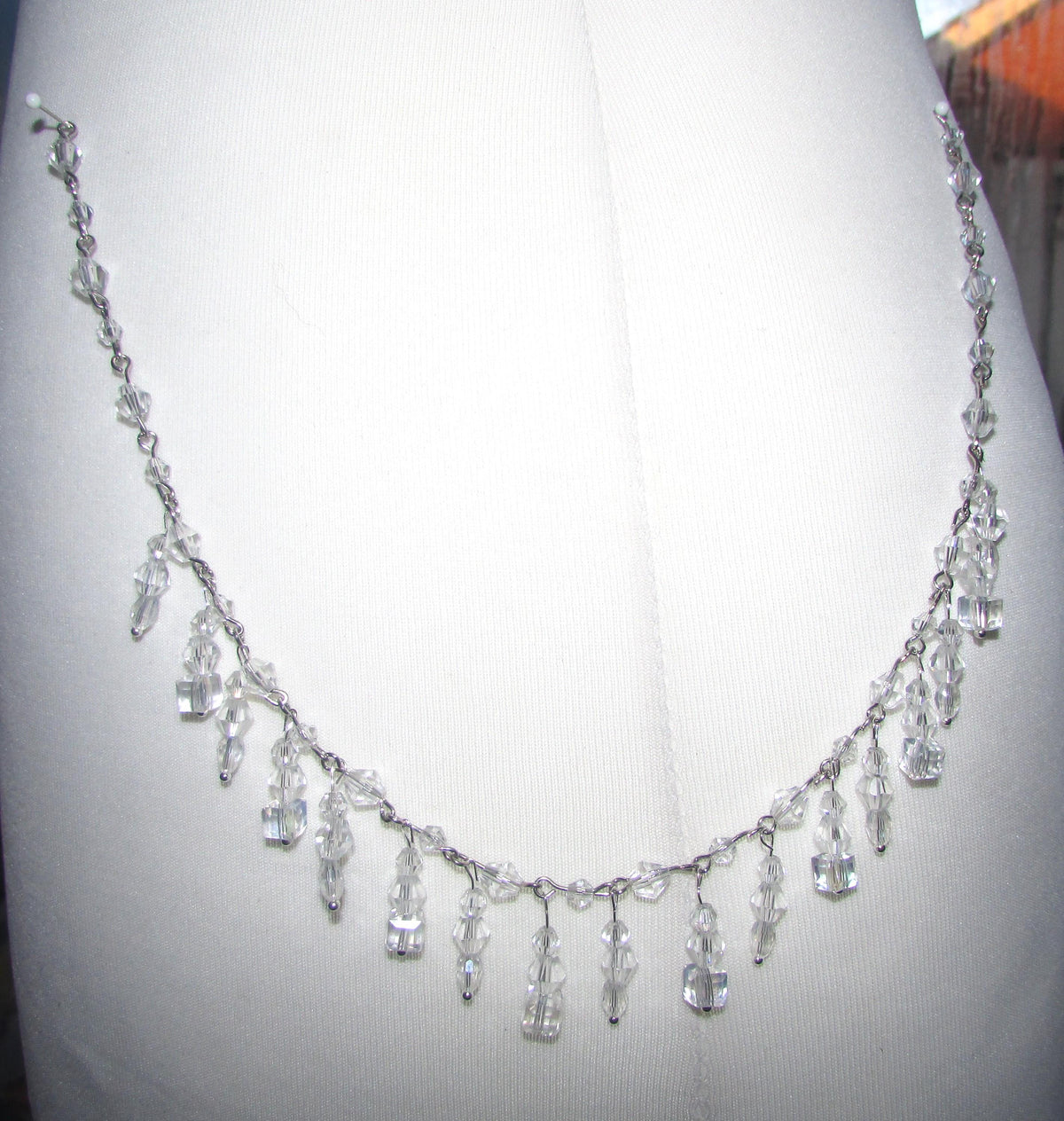 Shoulder Arm Chains Crystal drop Epaulettes AB Crystal cubes. Choose 1 or 2 rows. Silver Body Jewellery pair
