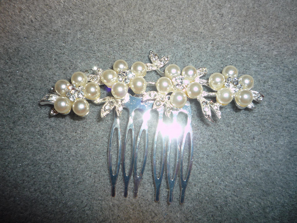 Birdcage veil wedding veil Diamante and Ivory Pearl comb.