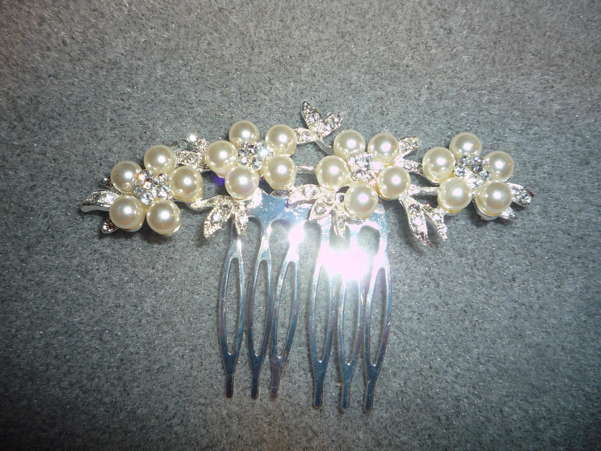 Birdcage veil wedding veil Diamante and Ivory Pearl comb.