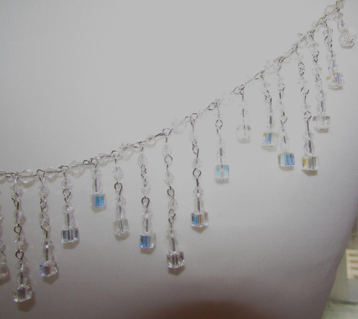 Crystal Back Necklace AB Cube Tassels, Brides Wedding draped necklace Body back Chain jewelery