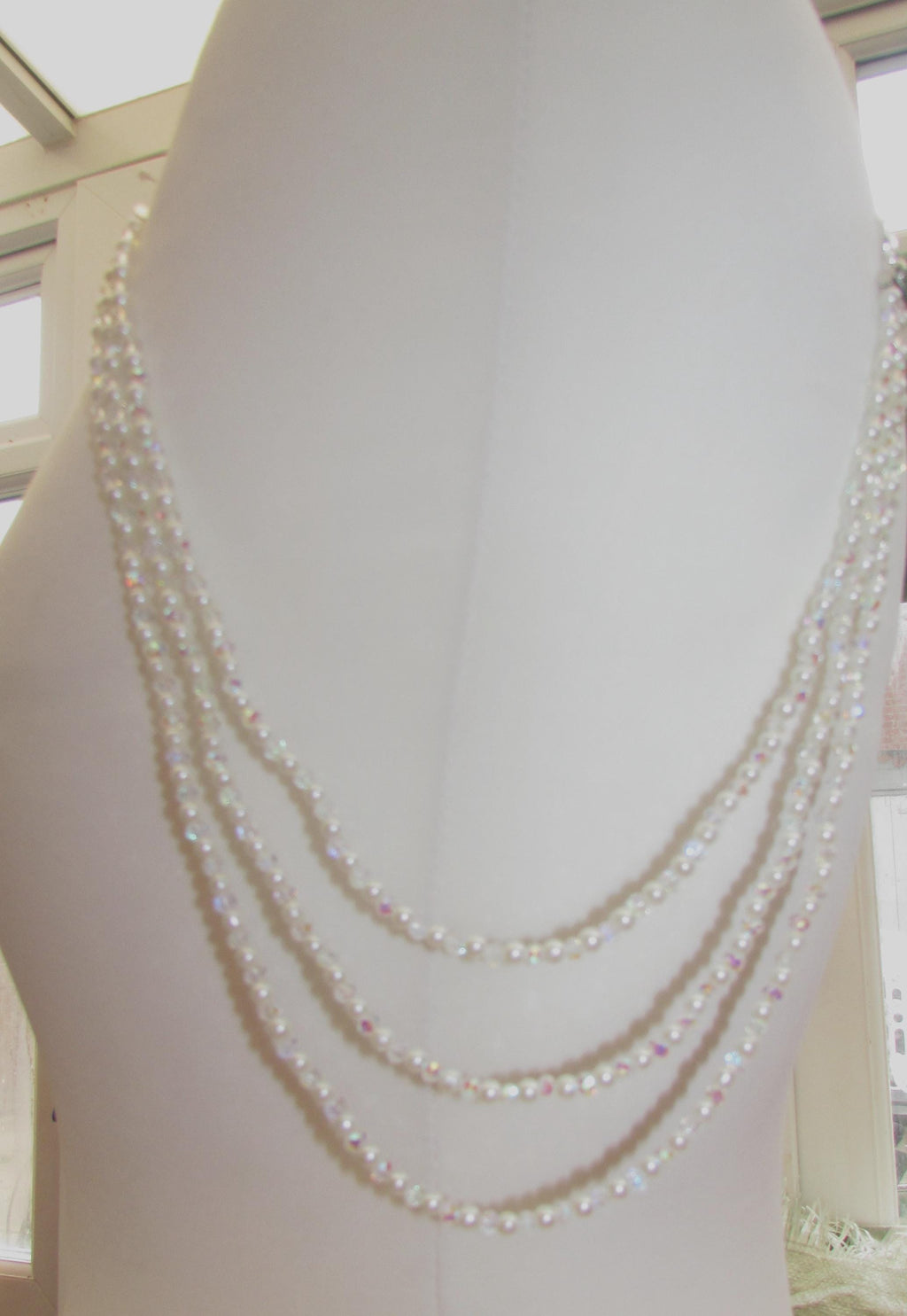 AB Crystal and Pearl Shoulder Arm Chain Epaulettes: 3 rows bridal chains sold as 1 pair colour options.