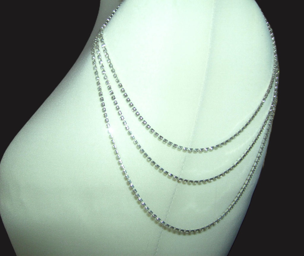Diamante Rhinestone Shoulder Chain Epaulettes: Silver Plated Body jewellery