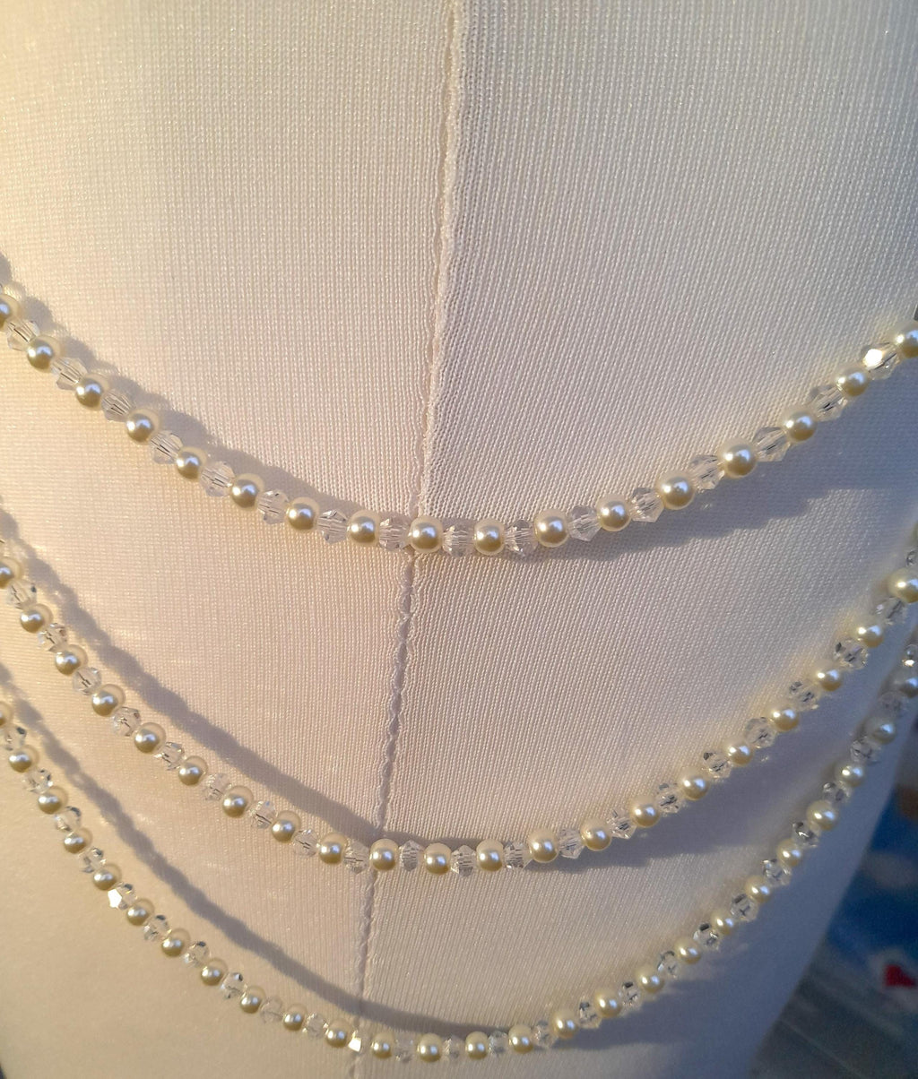 Crystal and Pearl Shoulder Arm Chain Epaulettes: 3 rows bridal chains sold as 1 pair colour options.