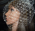 Ivory Birdcage veil 12" wedding veil with pearls.