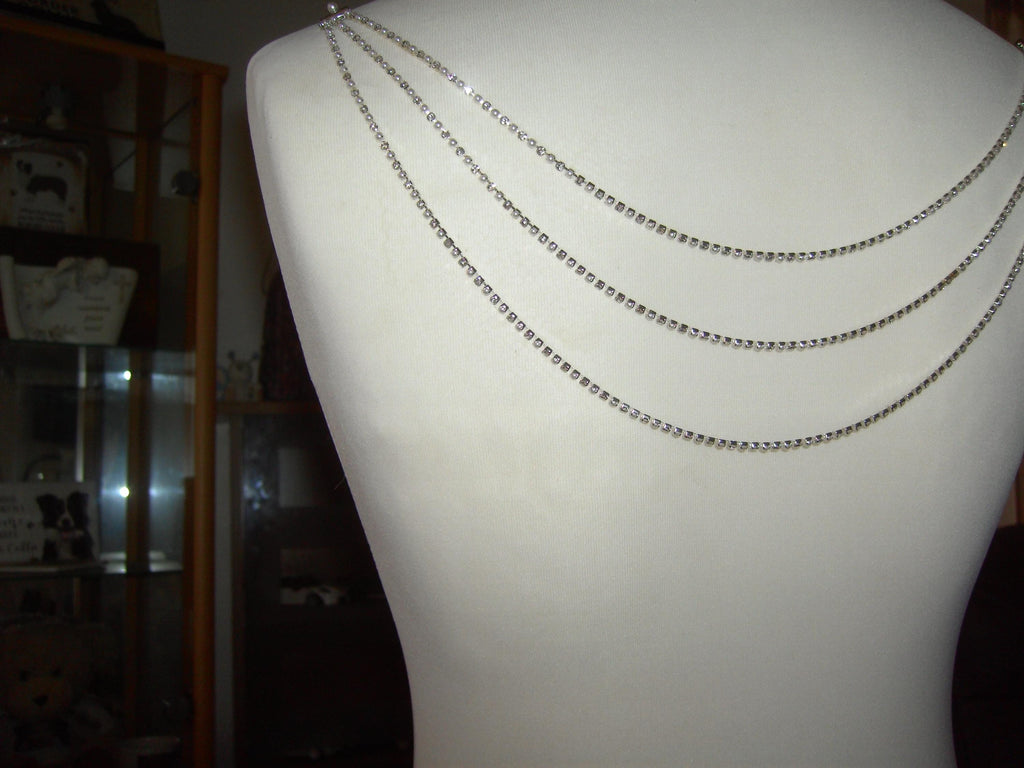 Diamante Rhinestone Back Chain necklace 3 rows 14, 16, 18" Body jewellery