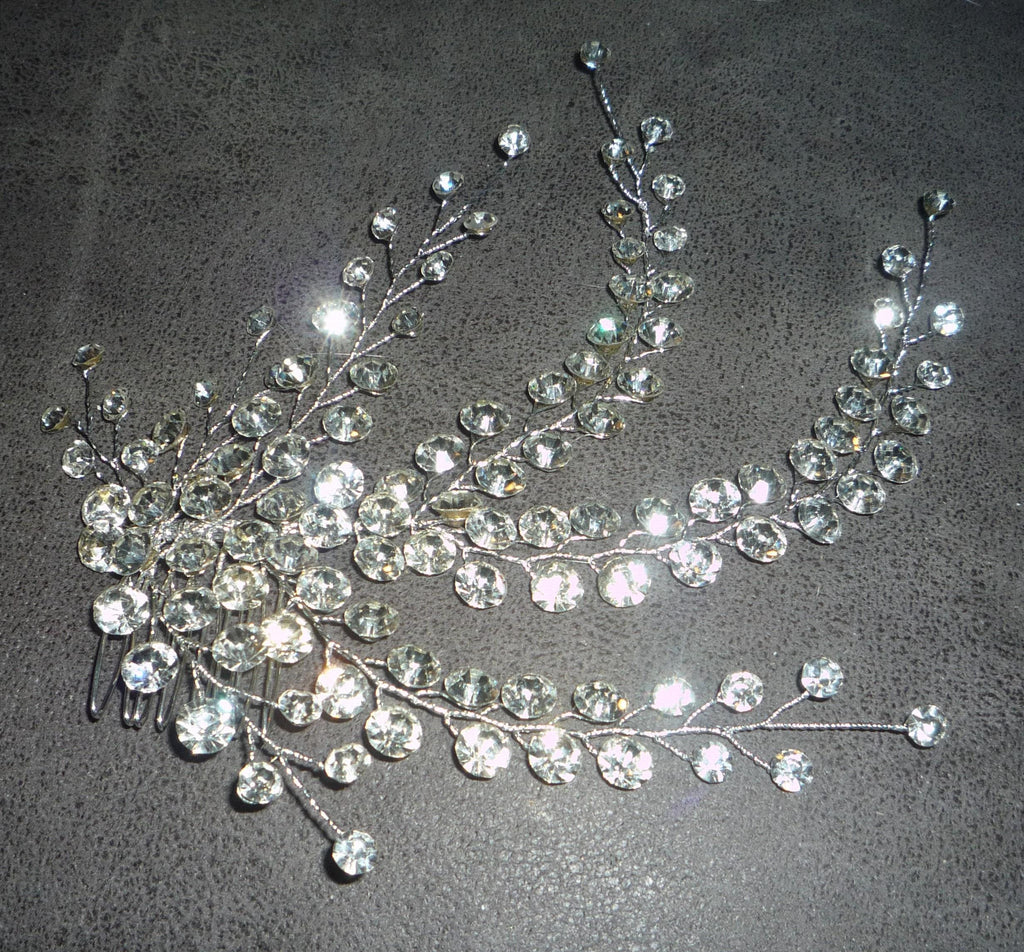 Birdcage veil wedding veil Ivory detachable Diamante cascade comb.