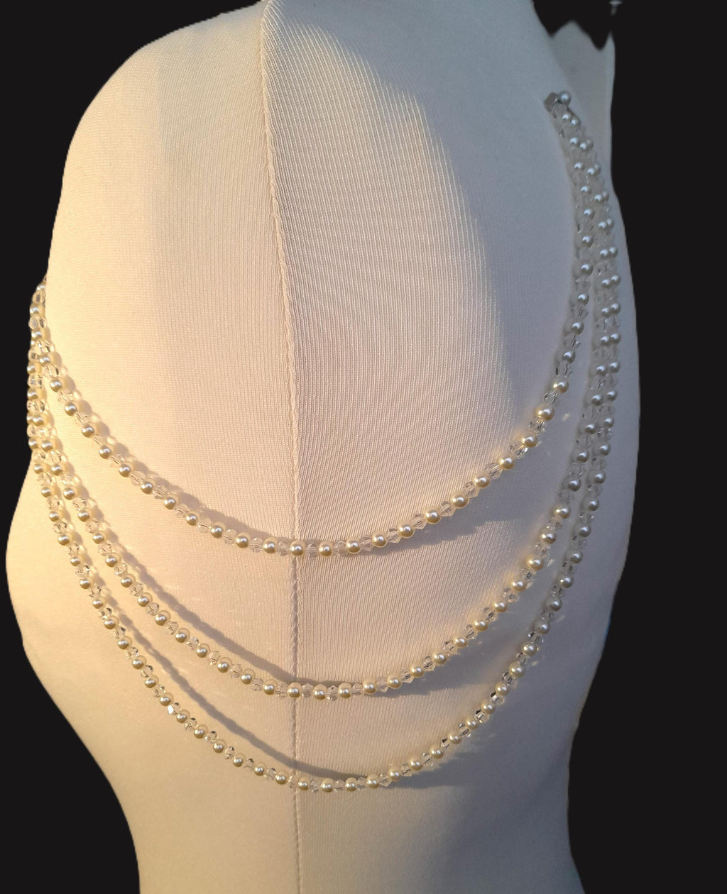 Crystal and Pearl Shoulder Arm Chain Epaulettes: 3 rows bridal chains sold as 1 pair colour options.