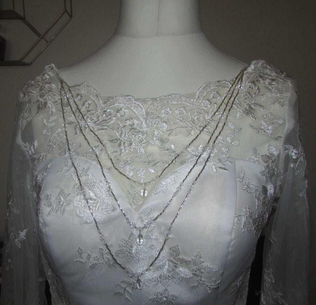 Crystal Teardrop Draped Back Necklace | Handmade Silver Bridal Body Chain | Wedding Dress Jewellery