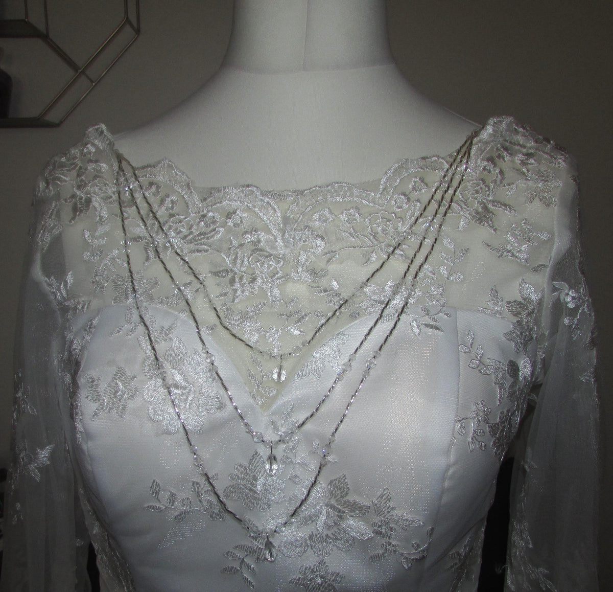 Crystal Teardrop Draped Back Necklace | Handmade Silver Bridal Body Chain | Wedding Dress Jewellery