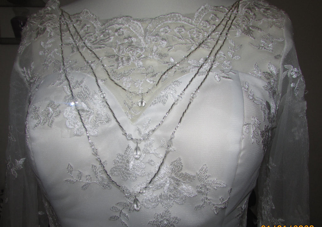 Crystal Teardrop Draped Back Necklace | Handmade Silver Bridal Body Chain | Wedding Dress Jewellery