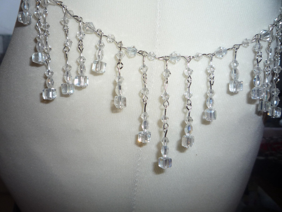 Shoulder Chains Crystal drop cube Epaulettes: Handmade Silver Body Jewellery 1 pair