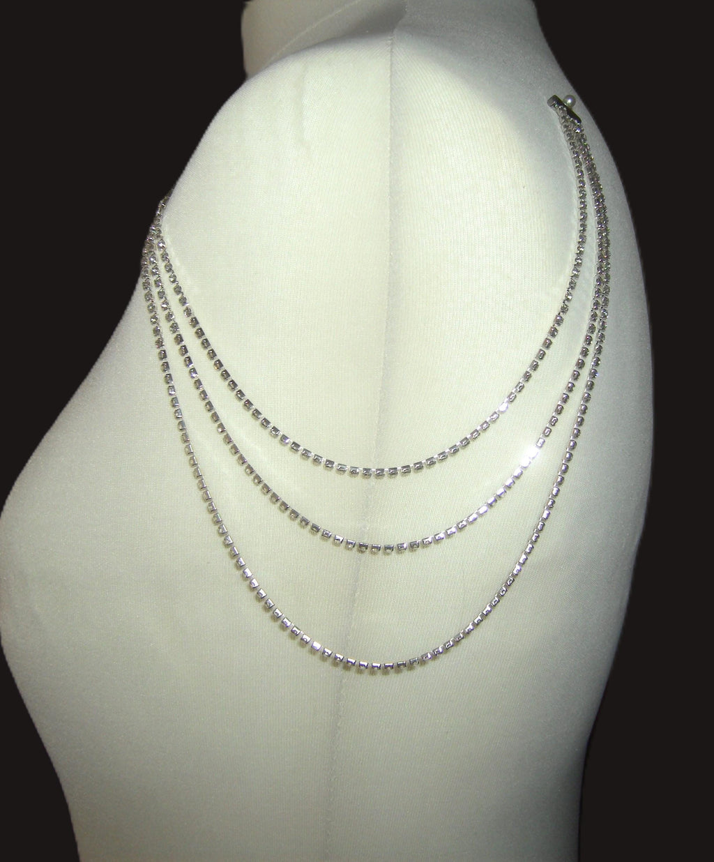 Diamante Rhinestone Shoulder Chain Epaulettes: Silver Plated Body jewellery