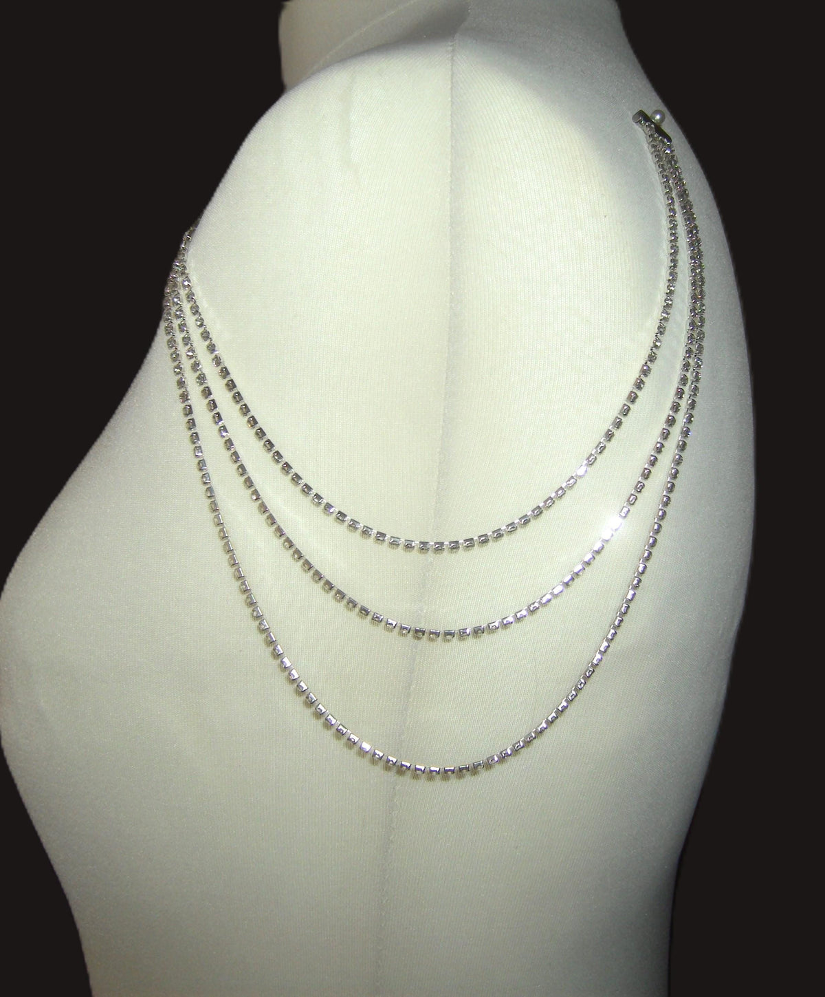 Diamante Rhinestone Shoulder Chain Epaulettes: Silver Plated Body jewellery