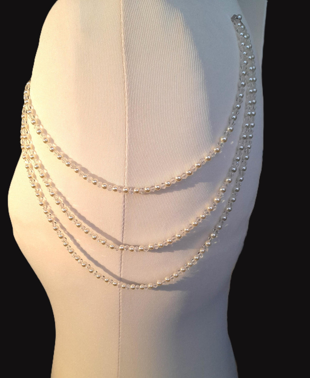 Crystal and Pearl Shoulder Arm Chain Epaulettes: 3 rows bridal chains sold as 1 pair colour options.