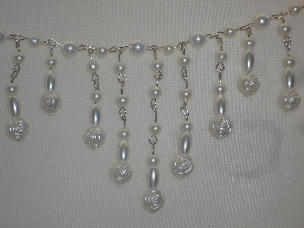Pearl Back Necklace Rose Pearls Tassels, Brides Wedding draped necklace Body Chain