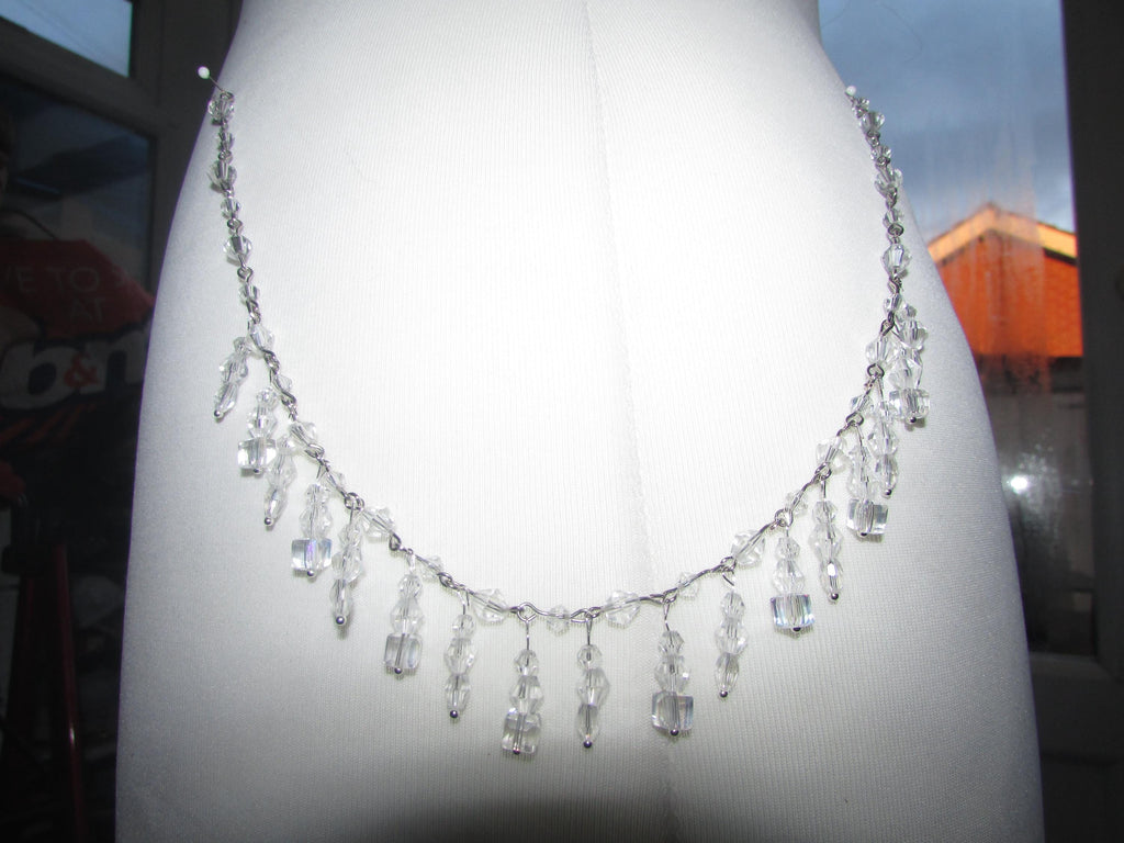 Shoulder Arm Chains Crystal drop Epaulettes AB Crystal cubes. Choose 1 or 2 rows. Silver Body Jewellery pair